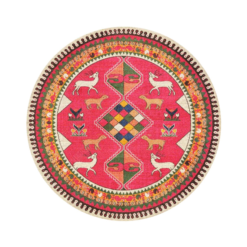 Trendy Flower Printed Rug Multi Color Cotton Blend Area Carpet Pet Friendly Stain-Resistant Indoor Rug for Decoration Rose Pink Clearhalo 'Area Rug' 'Moroccan' 'Rugs' Rug' 2479778