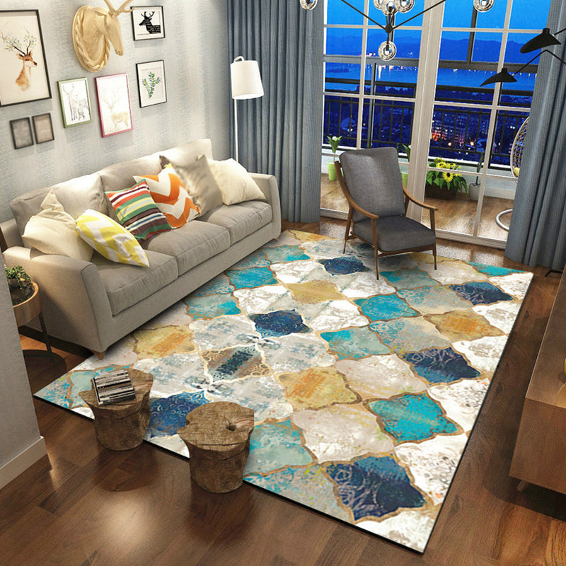 Olden Geometric Printed Rug Multi Color Synthetics Area Carpet Anti-Slip Backing Stain-Resistant Indoor Rug for Parlor Yellow-Blue Clearhalo 'Area Rug' 'Rugs' 'Shabby Chic' Rug' 2479787