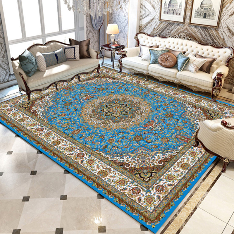 Multi Color Oriental Rug Cotton Blend Floral Printed Area Carpet Non-Slip Backing Pet Friendly Indoor Rug for Living Room Clearhalo 'Area Rug' 'Rugs' 'Shabby Chic' Rug' 2479797