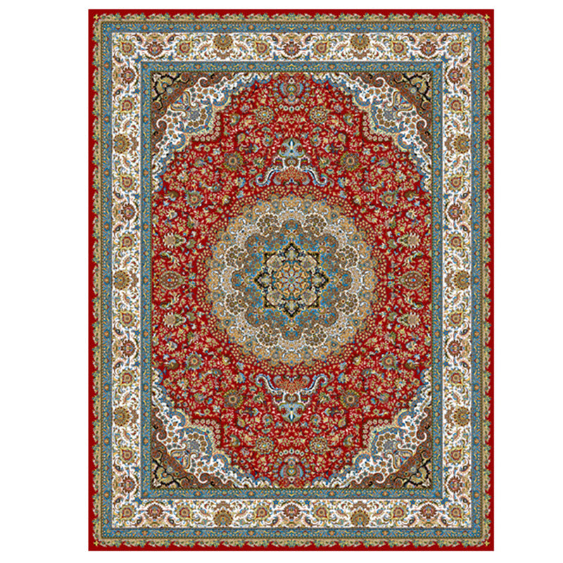 Multi Color Oriental Rug Cotton Blend Floral Printed Area Carpet Non-Slip Backing Pet Friendly Indoor Rug for Living Room Clearhalo 'Area Rug' 'Rugs' 'Shabby Chic' Rug' 2479800