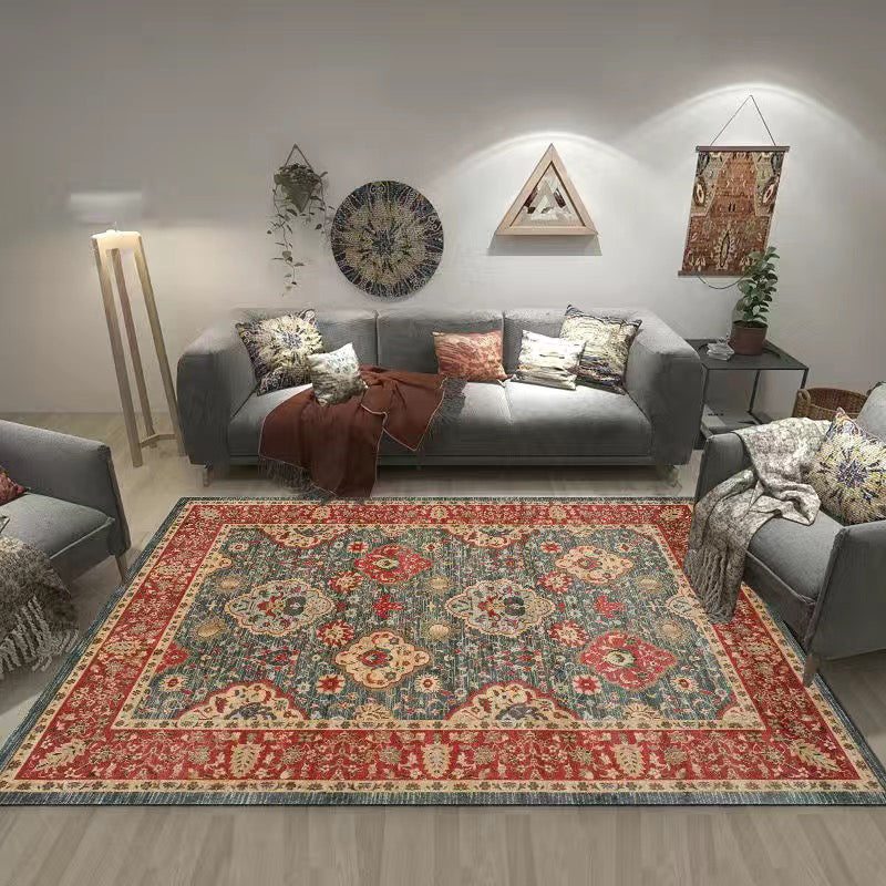 Multi Color Living Room Rug Persian Geometric Printed Indoor Rug Cotton Blend Anti-Slip Easy Care Area Carpet Red Clearhalo 'Area Rug' 'Rugs' 'Shabby Chic' Rug' 2479810