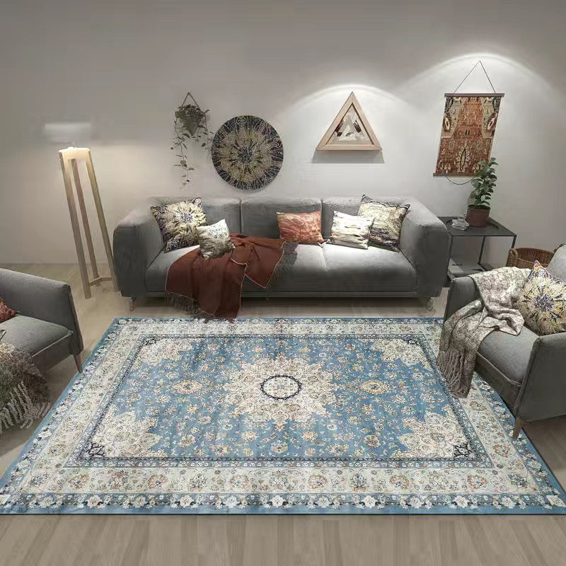 Multi Color Living Room Rug Persian Geometric Printed Indoor Rug Cotton Blend Anti-Slip Easy Care Area Carpet Blue Clearhalo 'Area Rug' 'Rugs' 'Shabby Chic' Rug' 2479820