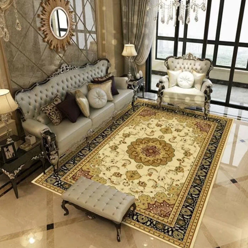 Multi-Color Moroccan Rug Polyster Geometric Print Area Carpet Easy Care Pet Friendly Washable Indoor Rug for Parlor Yellow Clearhalo 'Area Rug' 'Rugs' 'Shabby Chic' Rug' 2479821