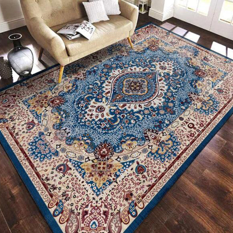 Multi-Color Moroccan Rug Polyster Geometric Print Area Carpet Easy Care Pet Friendly Washable Indoor Rug for Parlor Blue Clearhalo 'Area Rug' 'Rugs' 'Shabby Chic' Rug' 2479822