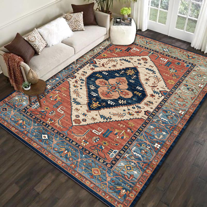 Multi-Color Moroccan Rug Polyster Geometric Print Area Carpet Easy Care Pet Friendly Washable Indoor Rug for Parlor Orange Clearhalo 'Area Rug' 'Rugs' 'Shabby Chic' Rug' 2479823