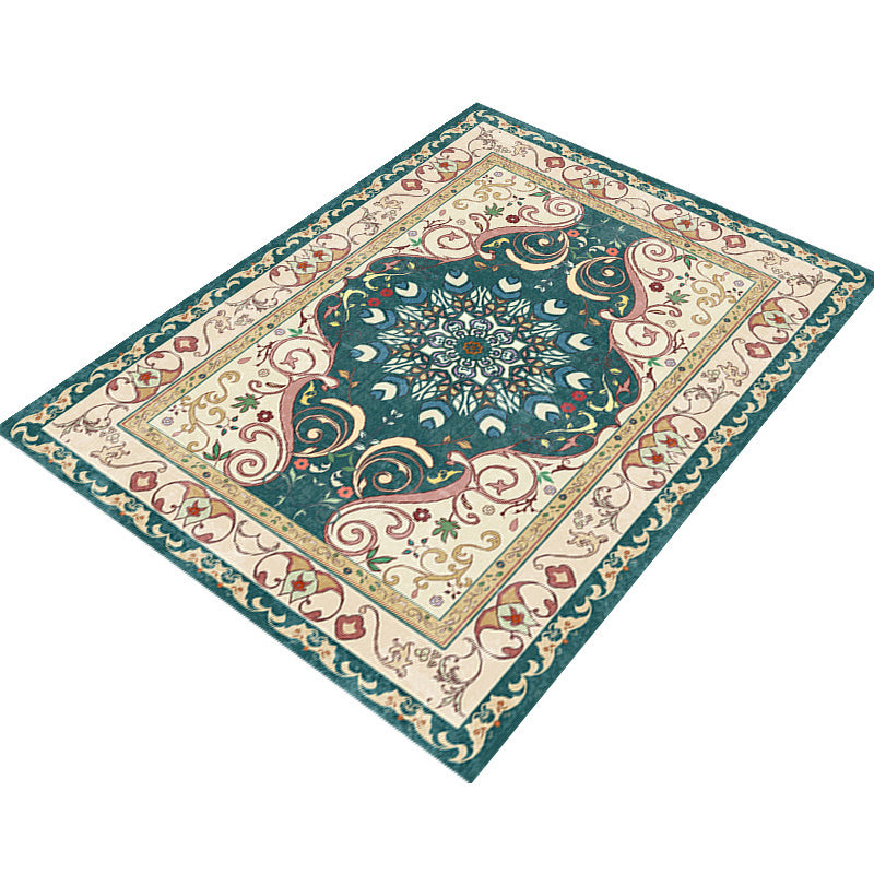 Multi-Color Moroccan Rug Polyster Geometric Print Area Carpet Easy Care Pet Friendly Washable Indoor Rug for Parlor Green Clearhalo 'Area Rug' 'Rugs' 'Shabby Chic' Rug' 2479827