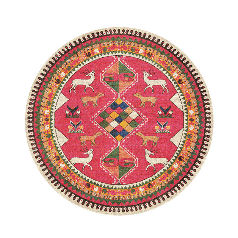 Vintage Geometric Printed Rug Multi Color Polyster Area Carpet Non-Slip Backing Pet Friendly Easy Care Indoor Rug for Room Rose Pink Clearhalo 'Area Rug' 'Rugs' 'Shabby Chic' Rug' 2479832