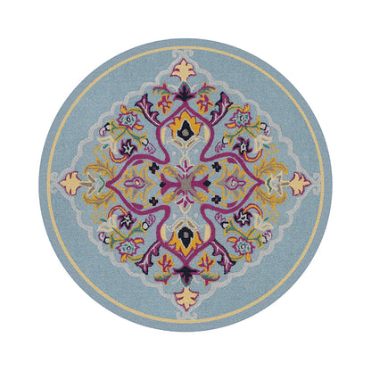 Vintage Geometric Printed Rug Multi Color Polyster Area Carpet Non-Slip Backing Pet Friendly Easy Care Indoor Rug for Room Sky Blue Clearhalo 'Area Rug' 'Rugs' 'Shabby Chic' Rug' 2479837