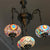 Traditional Lantern Hanging Chandelier Colorful Glass 4 Bulbs Suspension Light in Brass for Living Room Brass Clearhalo 'Ceiling Lights' 'Chandeliers' 'Glass shade' 'Glass' Lighting' 247983