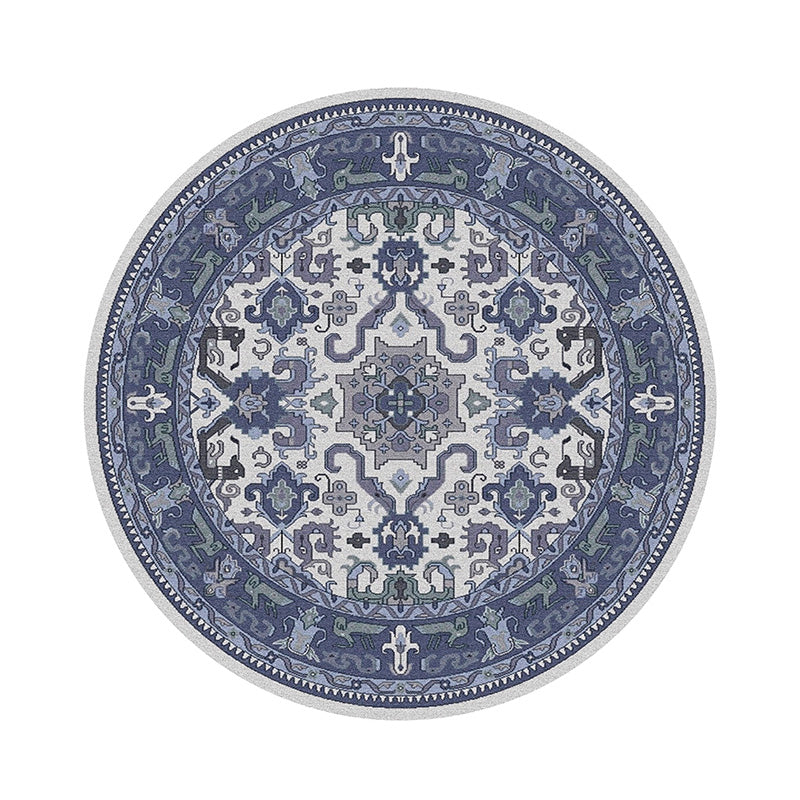 Vintage Geometric Printed Rug Multi Color Polyster Area Carpet Non-Slip Backing Pet Friendly Easy Care Indoor Rug for Room Denim Blue Clearhalo 'Area Rug' 'Rugs' 'Shabby Chic' Rug' 2479842