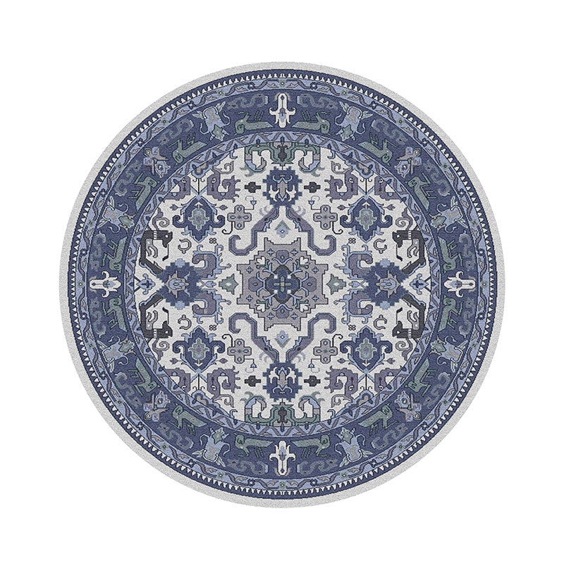 Vintage Geometric Printed Rug Multi Color Polyster Area Carpet Non-Slip Backing Pet Friendly Easy Care Indoor Rug for Room Denim Blue Clearhalo 'Area Rug' 'Rugs' 'Shabby Chic' Rug' 2479842