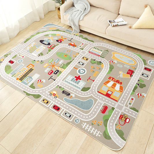 Cute Car Printed Rug Multi Color Cotton Blend Area Carpet Non-Slip Stain-Resistant Easy Care Indoor Rug for Kids Clearhalo 'Area Rug' 'Rug' 2479848