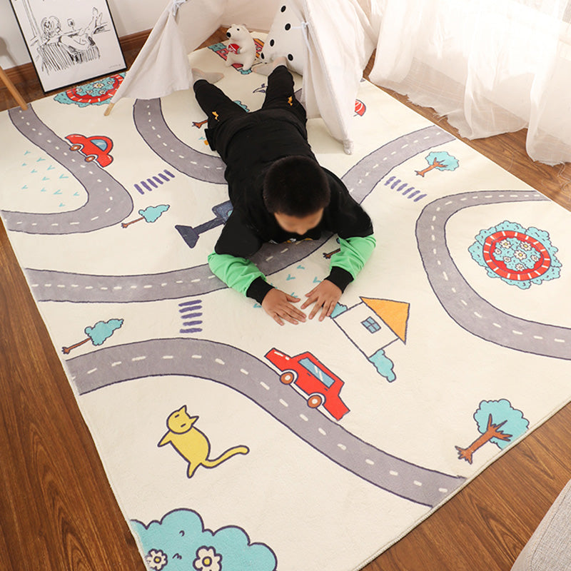 Nordic Childrens Room Rug Multi Color Car Patterned Indoor Rug Cotton Blend Non-Slip Easy Care Area Carpet Clearhalo 'Area Rug' 'Rug' 2479854
