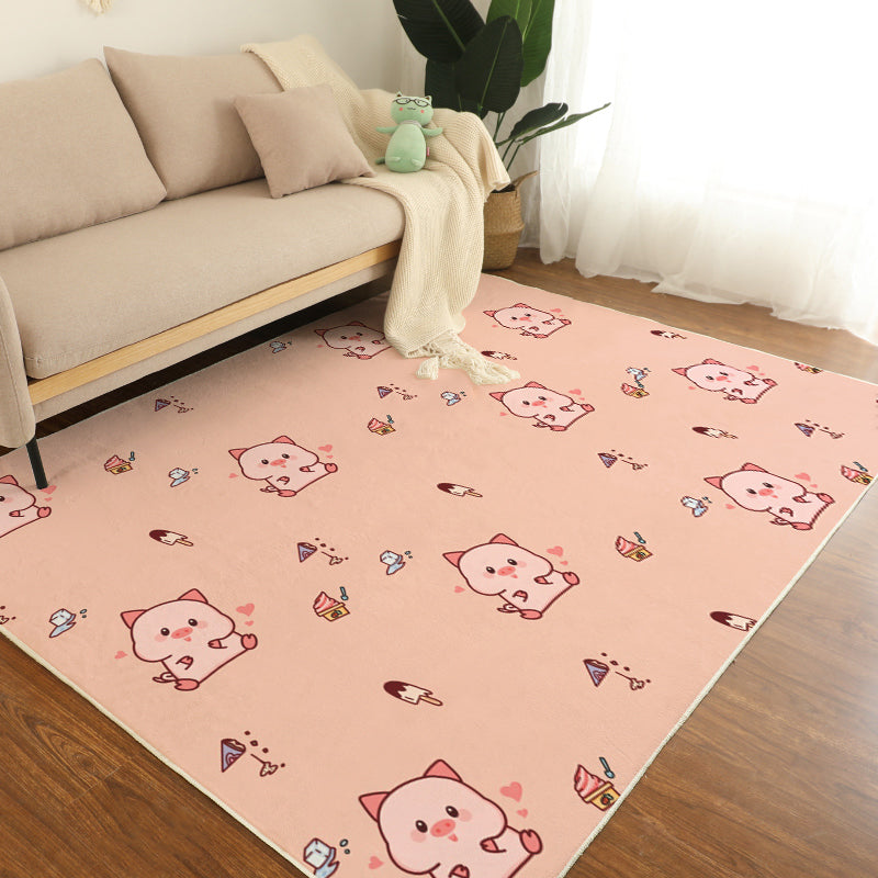 Nordic Childrens Room Rug Multi Color Car Patterned Indoor Rug Cotton Blend Non-Slip Easy Care Area Carpet Pink Clearhalo 'Area Rug' 'Rug' 2479858