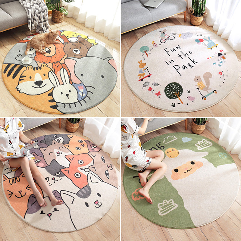 Multicolor Novelty Rug Lamb Wool Cartoon Printed Area Carpet Anti-Slip Backing Easy Care Indoor Rug for Kids Clearhalo 'Area Rug' 'Rug' 2479866