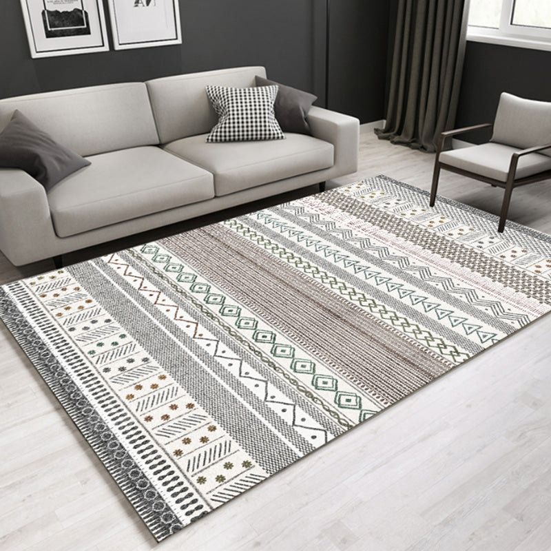 Southwestern Geometric Print Rug Multicolor Cotton Blend Area Carpet Non-Slip Easy Care Indoor Rug for Parlor Gray-Khaki Clearhalo 'Area Rug' 'Rugs' 'Southwestern' Rug' 2479891