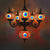 Curved Arm Pendant Chandelier Traditional Red/Blue/Orange Red Glass 6 Bulbs Hanging Light Fixture for Coffee Shop Orange Red Clearhalo 'Ceiling Lights' 'Chandeliers' 'Glass shade' 'Glass' Lighting' 248000