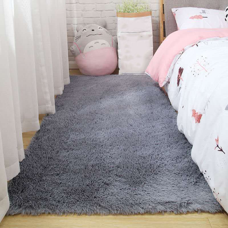 Simple Solid Color Rug Multi Colored Polypropylene Area Carpet Anti-Slip Backing Pet Friendly Indoor Rug for Bedroom Light Gray Clearhalo 'Area Rug' 'Casual' 'Rugs' Rug' 2480219