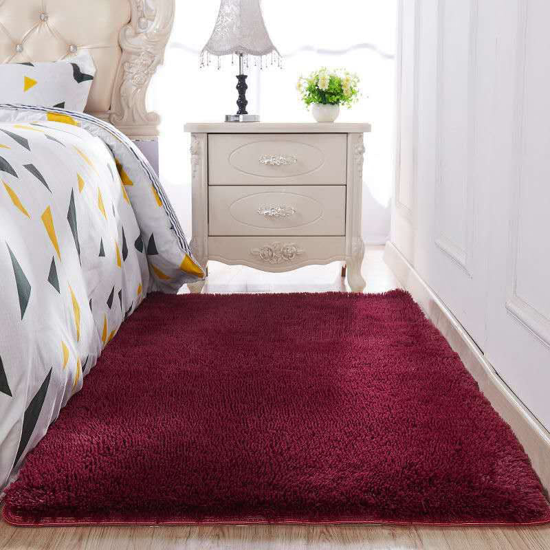 Simple Solid Color Rug Multi Colored Polypropylene Area Carpet Anti-Slip Backing Pet Friendly Indoor Rug for Bedroom Burgundy Clearhalo 'Area Rug' 'Casual' 'Rugs' Rug' 2480223