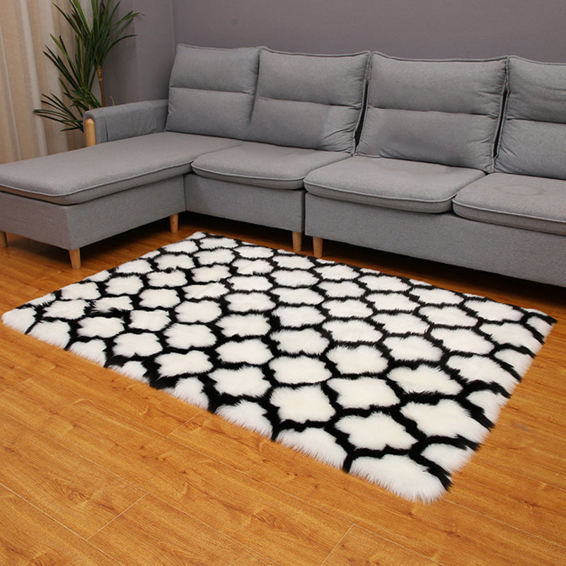 Scandinavian Living Room Rug Multi-Color Geo Printed Area Carpet Fluffy Anti-Slip Stain-Resistant Indoor Rug Black-White Clearhalo 'Area Rug' 'Casual' 'Rugs' Rug' 2480233
