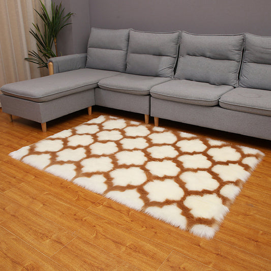 Scandinavian Living Room Rug Multi-Color Geo Printed Area Carpet Fluffy Anti-Slip Stain-Resistant Indoor Rug Camel Clearhalo 'Area Rug' 'Casual' 'Rugs' Rug' 2480234