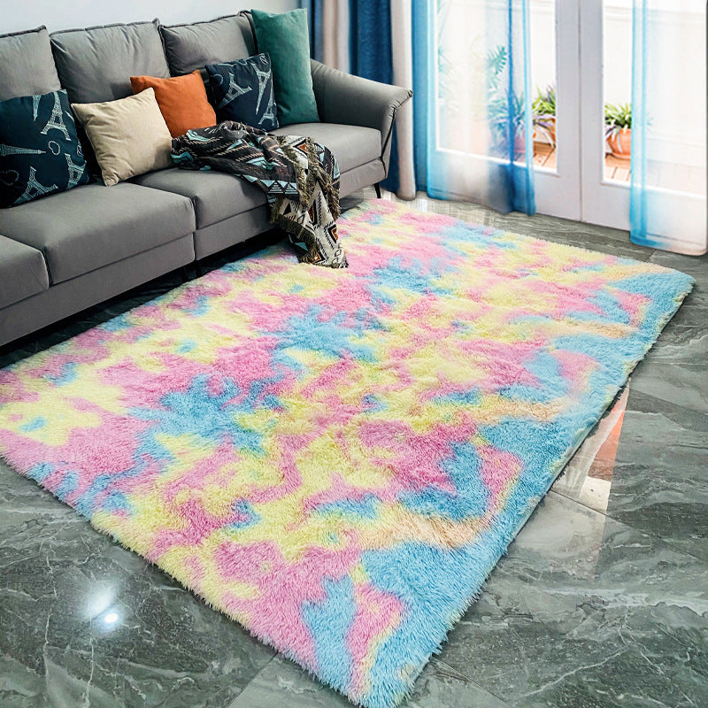 Fancy Ombre Printed Rug Multi Colored Synthetics Area Carpet Stain-Resistant Easy Care Indoor Rug for Living Room Yellow-Blue Clearhalo 'Area Rug' 'Casual' 'Rugs' Rug' 2480235