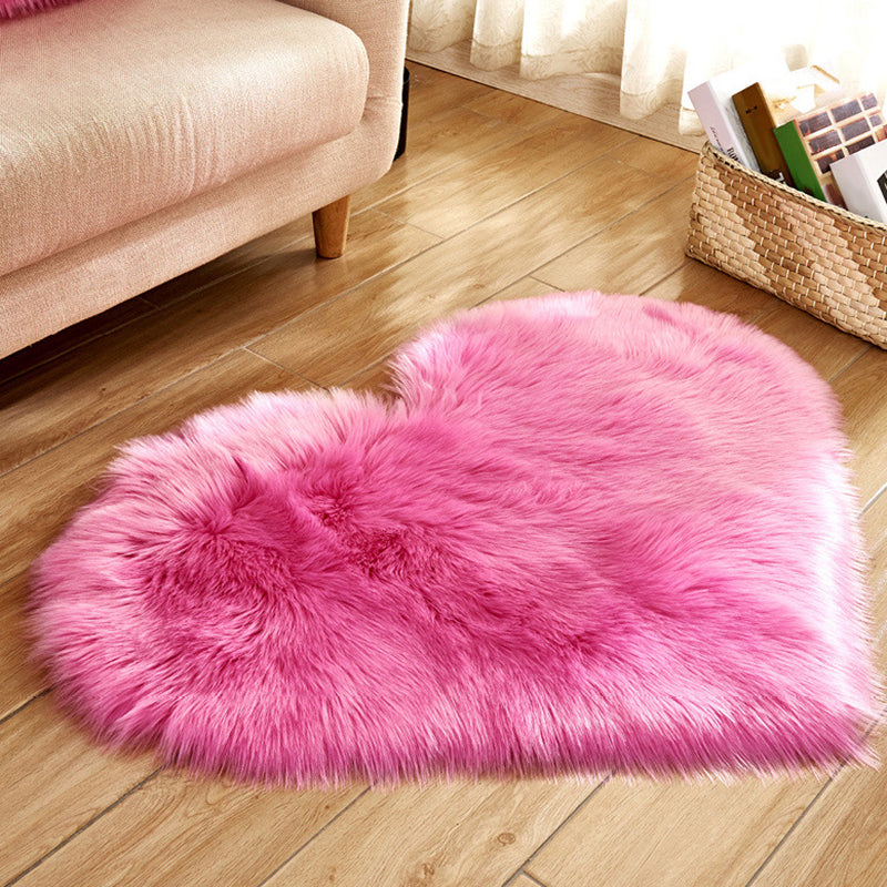 Heart Shape Solid Color Rug Multi-Color Simple Area Carpet Fluffy Anti-Slip Backing Pet Friendly Indoor Rug for Living Room Rose Red Clearhalo 'Area Rug' 'Casual' 'Rugs' Rug' 2480245