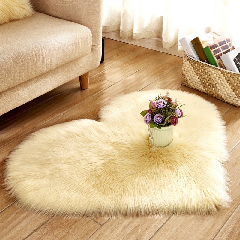 Heart Shape Solid Color Rug Multi-Color Simple Area Carpet Fluffy Anti-Slip Backing Pet Friendly Indoor Rug for Living Room Yellow Clearhalo 'Area Rug' 'Casual' 'Rugs' Rug' 2480249