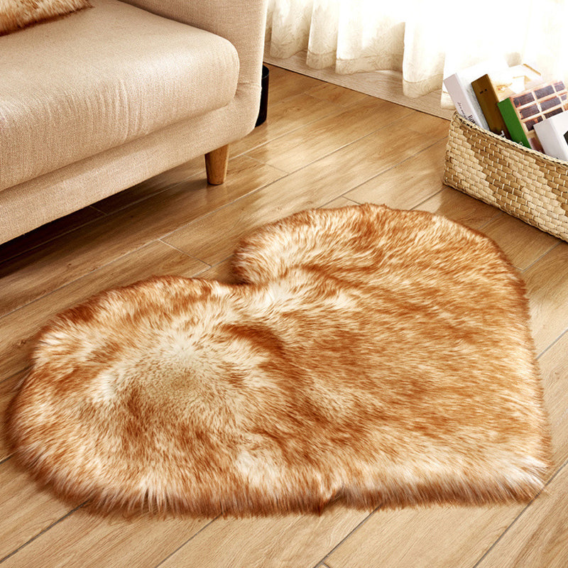 Heart Shape Solid Color Rug Multi-Color Simple Area Carpet Fluffy Anti-Slip Backing Pet Friendly Indoor Rug for Living Room Yellow-White Clearhalo 'Area Rug' 'Casual' 'Rugs' Rug' 2480250
