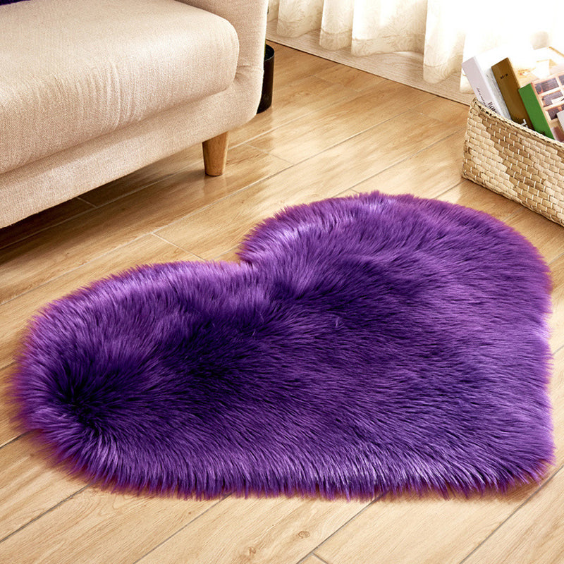 Heart Shape Solid Color Rug Multi-Color Simple Area Carpet Fluffy Anti-Slip Backing Pet Friendly Indoor Rug for Living Room Purple Clearhalo 'Area Rug' 'Casual' 'Rugs' Rug' 2480252