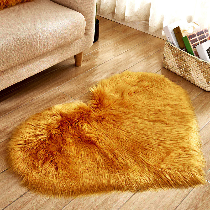 Heart Shape Solid Color Rug Multi-Color Simple Area Carpet Fluffy Anti-Slip Backing Pet Friendly Indoor Rug for Living Room Camel Clearhalo 'Area Rug' 'Casual' 'Rugs' Rug' 2480253