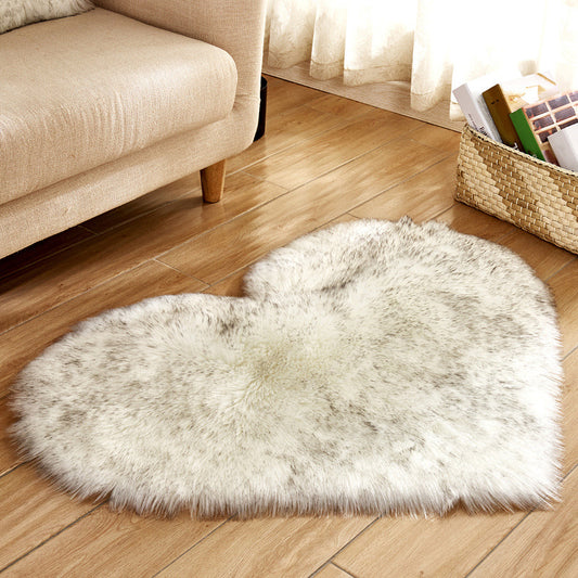Heart Shape Solid Color Rug Multi-Color Simple Area Carpet Fluffy Anti-Slip Backing Pet Friendly Indoor Rug for Living Room White-Gray Clearhalo 'Area Rug' 'Casual' 'Rugs' Rug' 2480256
