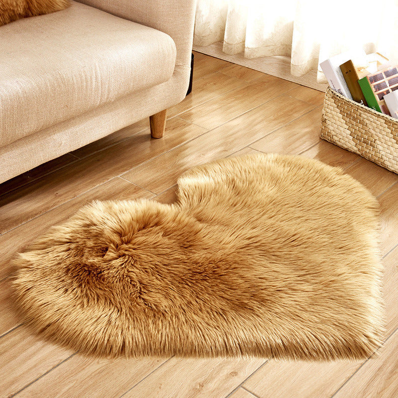 Heart Shape Solid Color Rug Multi-Color Simple Area Carpet Fluffy Anti-Slip Backing Pet Friendly Indoor Rug for Living Room Khaki Clearhalo 'Area Rug' 'Casual' 'Rugs' Rug' 2480258