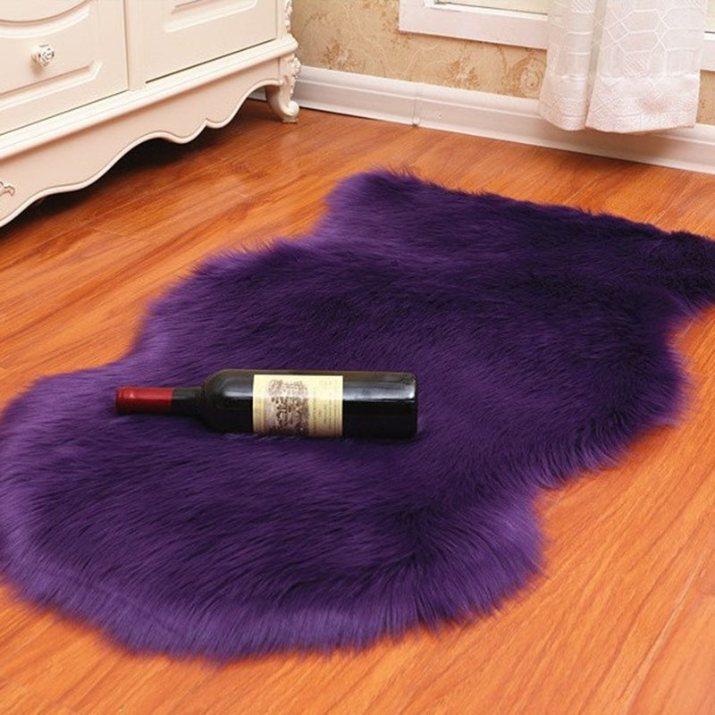 Multi-Color Solid Color Rug Fuzzy Casual Indoor Rug Anti-Slip Backing Pet Friendly Washable Area Carpet for Bedroom Purple Clearhalo 'Area Rug' 'Casual' 'Rugs' Rug' 2480268