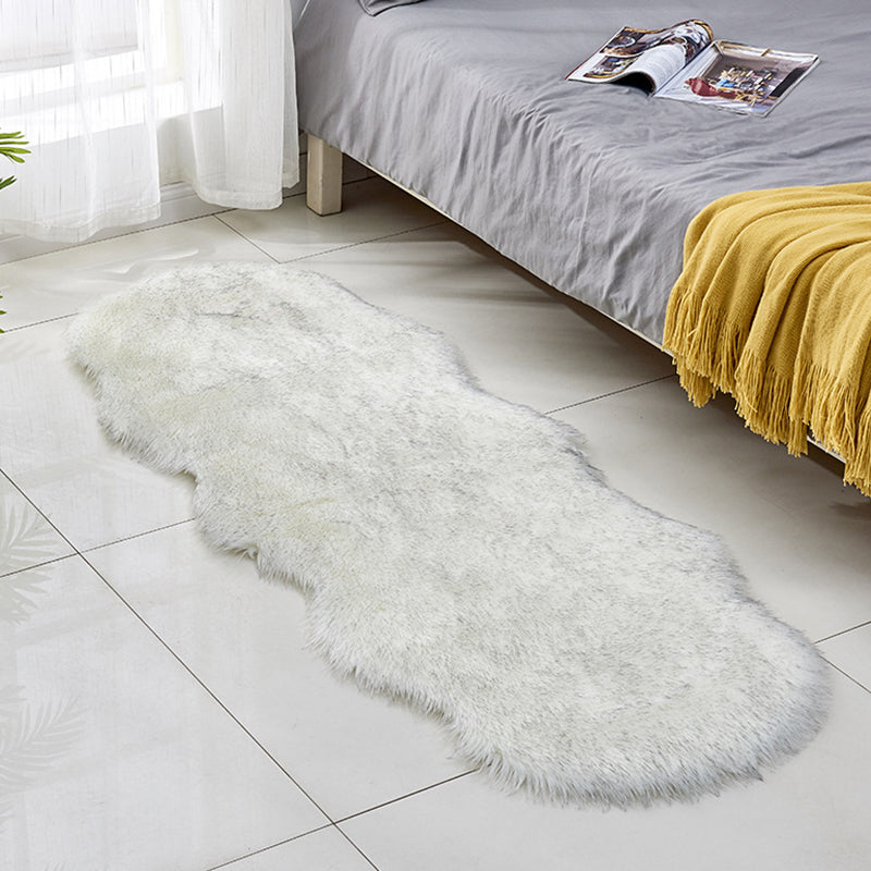 Contemporary Solid Color Rug Multi Colored Cotton Blend Area Carpet Anti-Slip Backing Stain-Resistant Indoor Rug for Room Gray-White 2' x 5'11" Clearhalo 'Area Rug' 'Casual' 'Rugs' Rug' 2480281