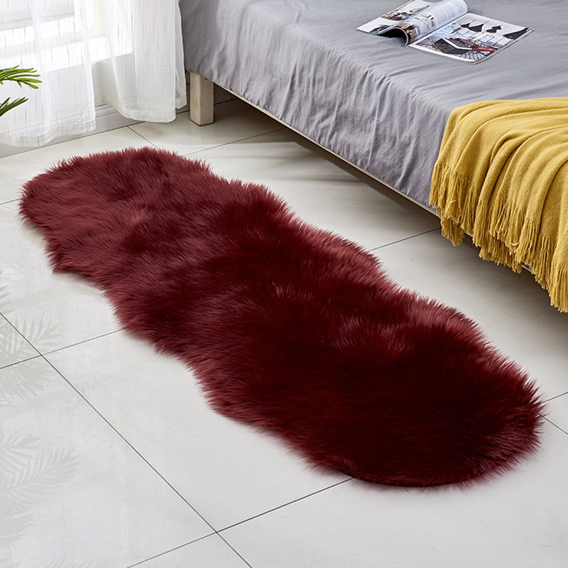 Contemporary Solid Color Rug Multi Colored Cotton Blend Area Carpet Anti-Slip Backing Stain-Resistant Indoor Rug for Room Burgundy 2' x 5'11" Clearhalo 'Area Rug' 'Casual' 'Rugs' Rug' 2480284