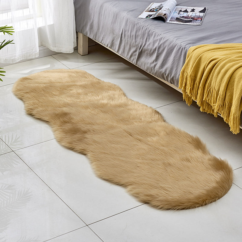 Contemporary Solid Color Rug Multi Colored Cotton Blend Area Carpet Anti-Slip Backing Stain-Resistant Indoor Rug for Room Khaki 2' x 5'11" Clearhalo 'Area Rug' 'Casual' 'Rugs' Rug' 2480285