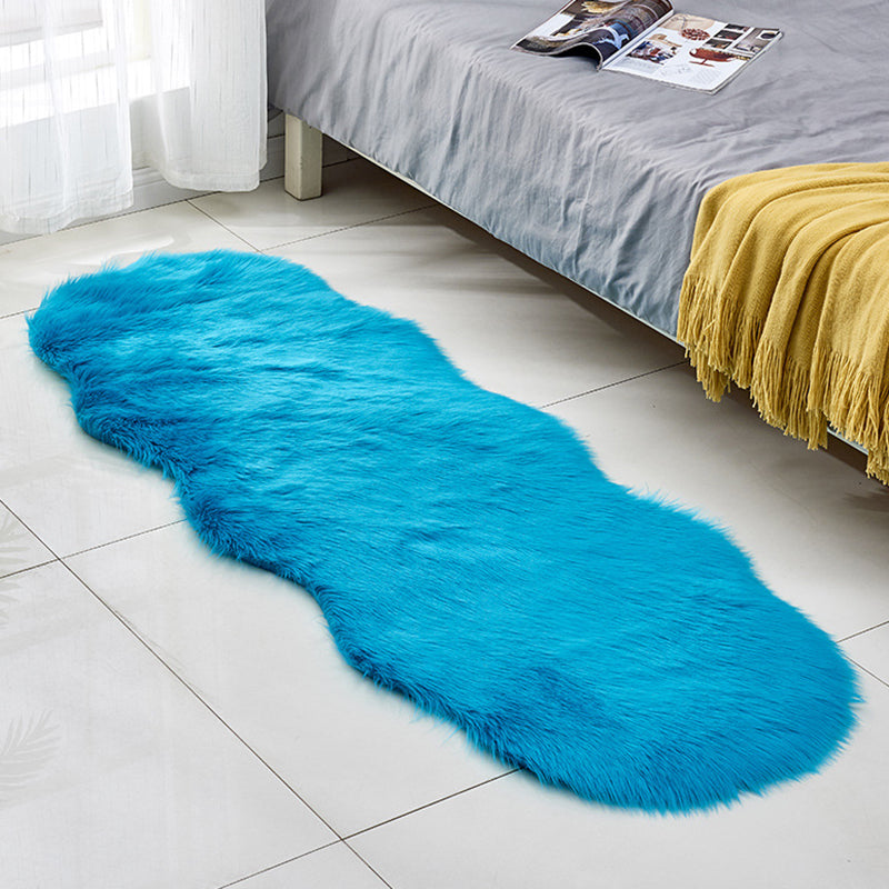 Contemporary Solid Color Rug Multi Colored Cotton Blend Area Carpet Anti-Slip Backing Stain-Resistant Indoor Rug for Room Dark Blue 2' x 5'11" Clearhalo 'Area Rug' 'Casual' 'Rugs' Rug' 2480290