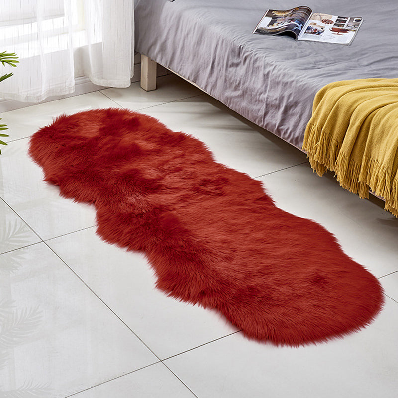 Contemporary Solid Color Rug Multi Colored Cotton Blend Area Carpet Anti-Slip Backing Stain-Resistant Indoor Rug for Room Red 2' x 5'11" Clearhalo 'Area Rug' 'Casual' 'Rugs' Rug' 2480291