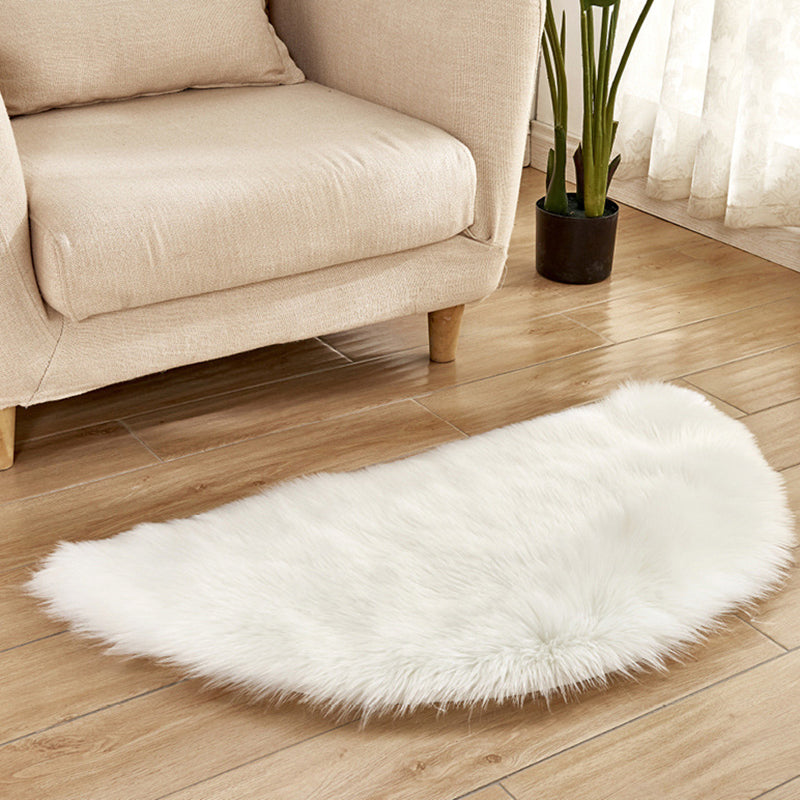 Multi-Color Novelty Rug Fuzzy Solid Color Indoor Rug Pet Friendly Washable Easy Care Area Carpet for Living Room White 1'6" x 3' Clearhalo 'Area Rug' 'Casual' 'Rugs' Rug' 2480297
