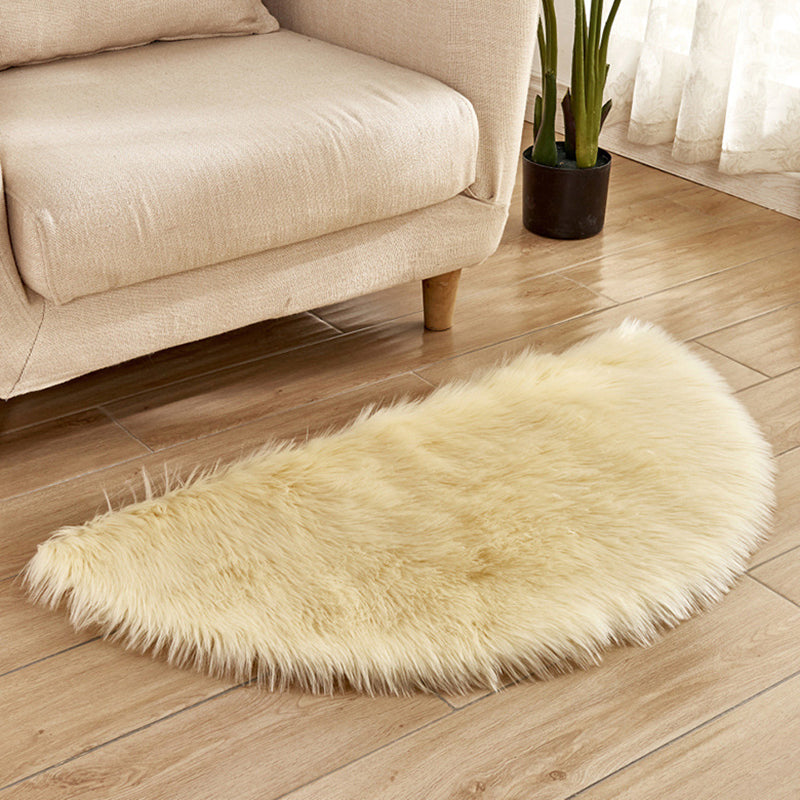 Multi-Color Novelty Rug Fuzzy Solid Color Indoor Rug Pet Friendly Washable Easy Care Area Carpet for Living Room Light Yellow 1'6" x 3' Clearhalo 'Area Rug' 'Casual' 'Rugs' Rug' 2480298