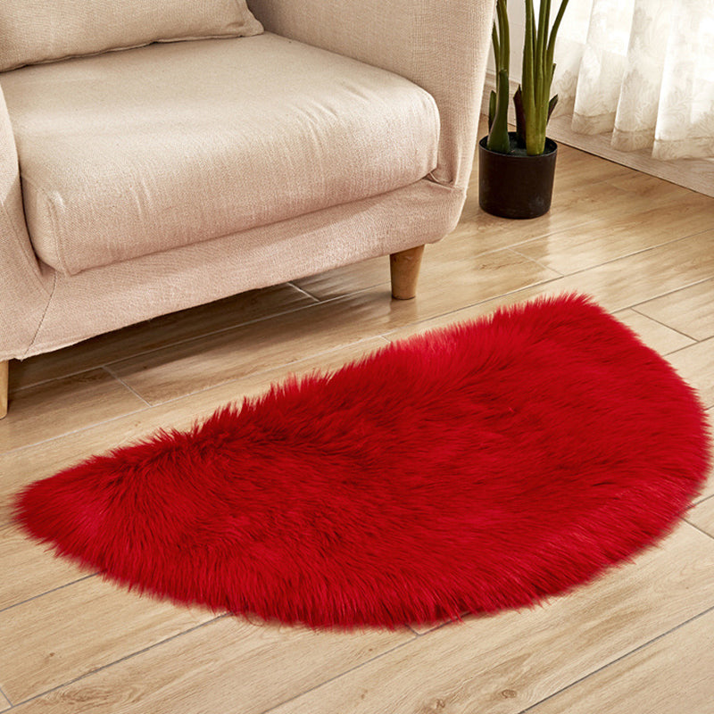 Multi-Color Novelty Rug Fuzzy Solid Color Indoor Rug Pet Friendly Washable Easy Care Area Carpet for Living Room Red 1'6" x 3' Clearhalo 'Area Rug' 'Casual' 'Rugs' Rug' 2480301
