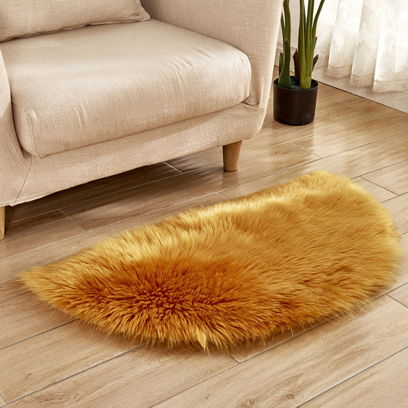 Multi-Color Novelty Rug Fuzzy Solid Color Indoor Rug Pet Friendly Washable Easy Care Area Carpet for Living Room Dark Camel 1'6" x 3' Clearhalo 'Area Rug' 'Casual' 'Rugs' Rug' 2480305