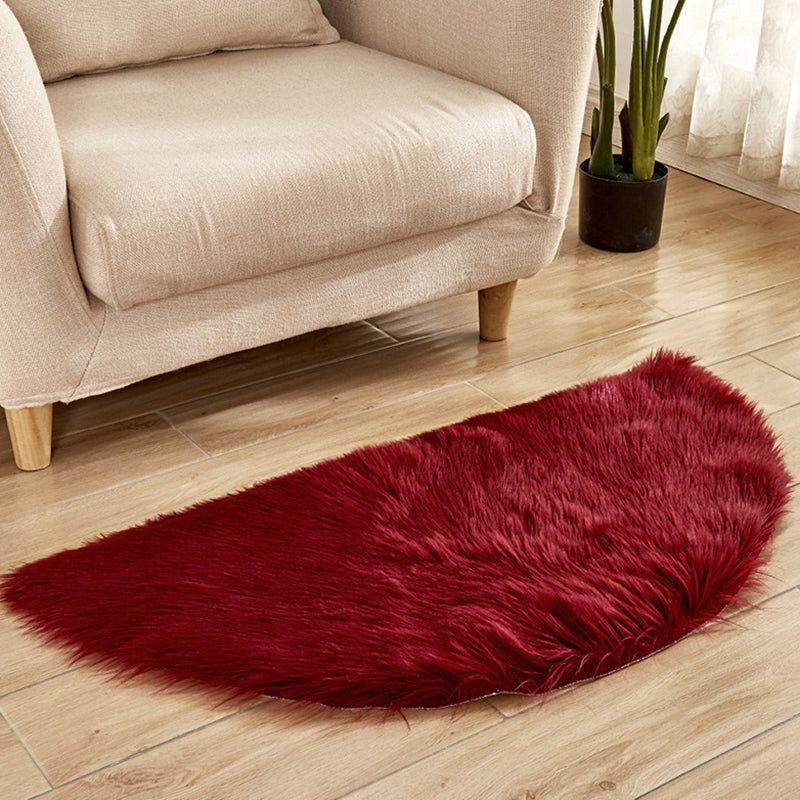Multi-Color Novelty Rug Fuzzy Solid Color Indoor Rug Pet Friendly Washable Easy Care Area Carpet for Living Room Burgundy 1'6" x 3' Clearhalo 'Area Rug' 'Casual' 'Rugs' Rug' 2480306