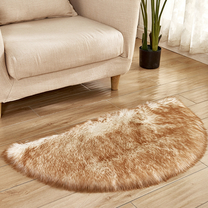 Multi-Color Novelty Rug Fuzzy Solid Color Indoor Rug Pet Friendly Washable Easy Care Area Carpet for Living Room Yellow-White 1'6" x 3' Clearhalo 'Area Rug' 'Casual' 'Rugs' Rug' 2480310