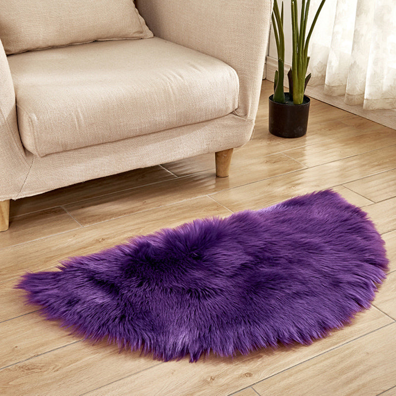 Multi-Color Novelty Rug Fuzzy Solid Color Indoor Rug Pet Friendly Washable Easy Care Area Carpet for Living Room Purple 1'6" x 3' Clearhalo 'Area Rug' 'Casual' 'Rugs' Rug' 2480311