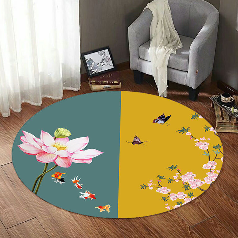 Asian Printed Rug Multi Colored Sythetics Area Carpet Non-Slip Backing Pet Friendly Easy Care Indoor Rug for Decoration Yellow Clearhalo 'Area Rug' 'Rug' 2480318