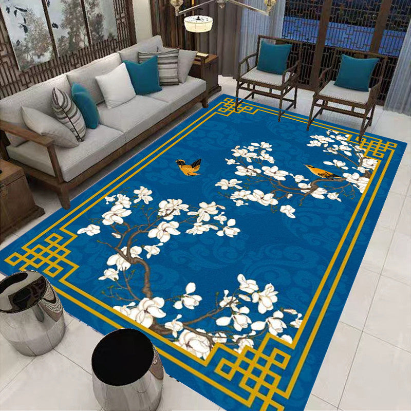 Multi-Colored Oriental Rug Cotton Blend Patterned Area Carpet Non-Slip Backing Pet Friendly Indoor Rug for Parlor Sky Blue Clearhalo 'Area Rug' 'Rug' 2480321