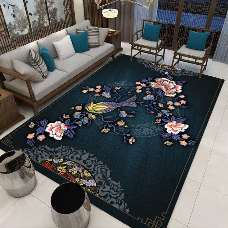 Multi-Colored Oriental Rug Cotton Blend Patterned Area Carpet Non-Slip Backing Pet Friendly Indoor Rug for Parlor Black Clearhalo 'Area Rug' 'Rug' 2480326