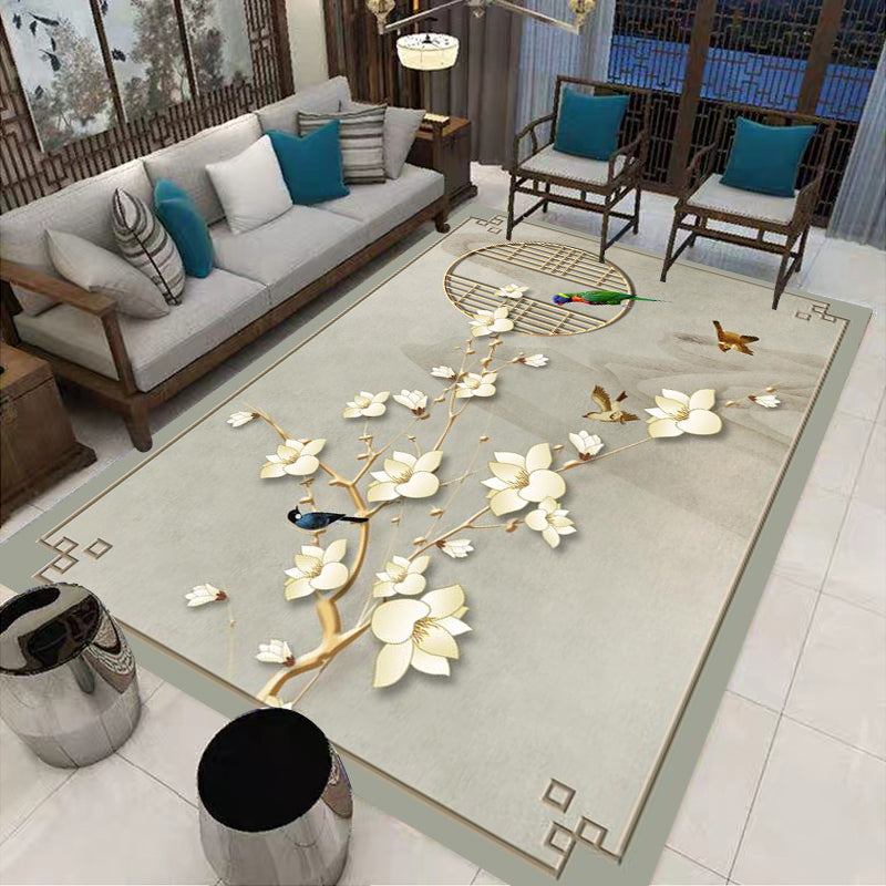 Multi-Colored Oriental Rug Cotton Blend Patterned Area Carpet Non-Slip Backing Pet Friendly Indoor Rug for Parlor Beige Clearhalo 'Area Rug' 'Rug' 2480330